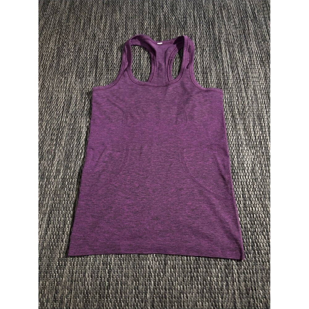 Lululemon Swiftly Tech Racerback Tank Black Chilled Grape Size 4